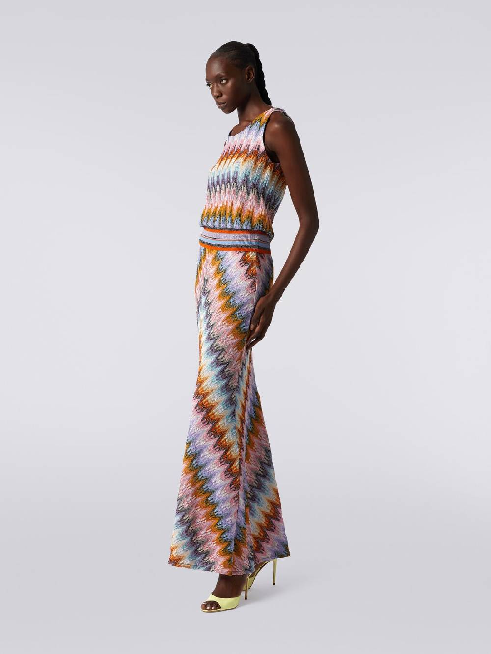 M Missoni Gonna lunga svasata in viscosa zig zag con lurex Offerta