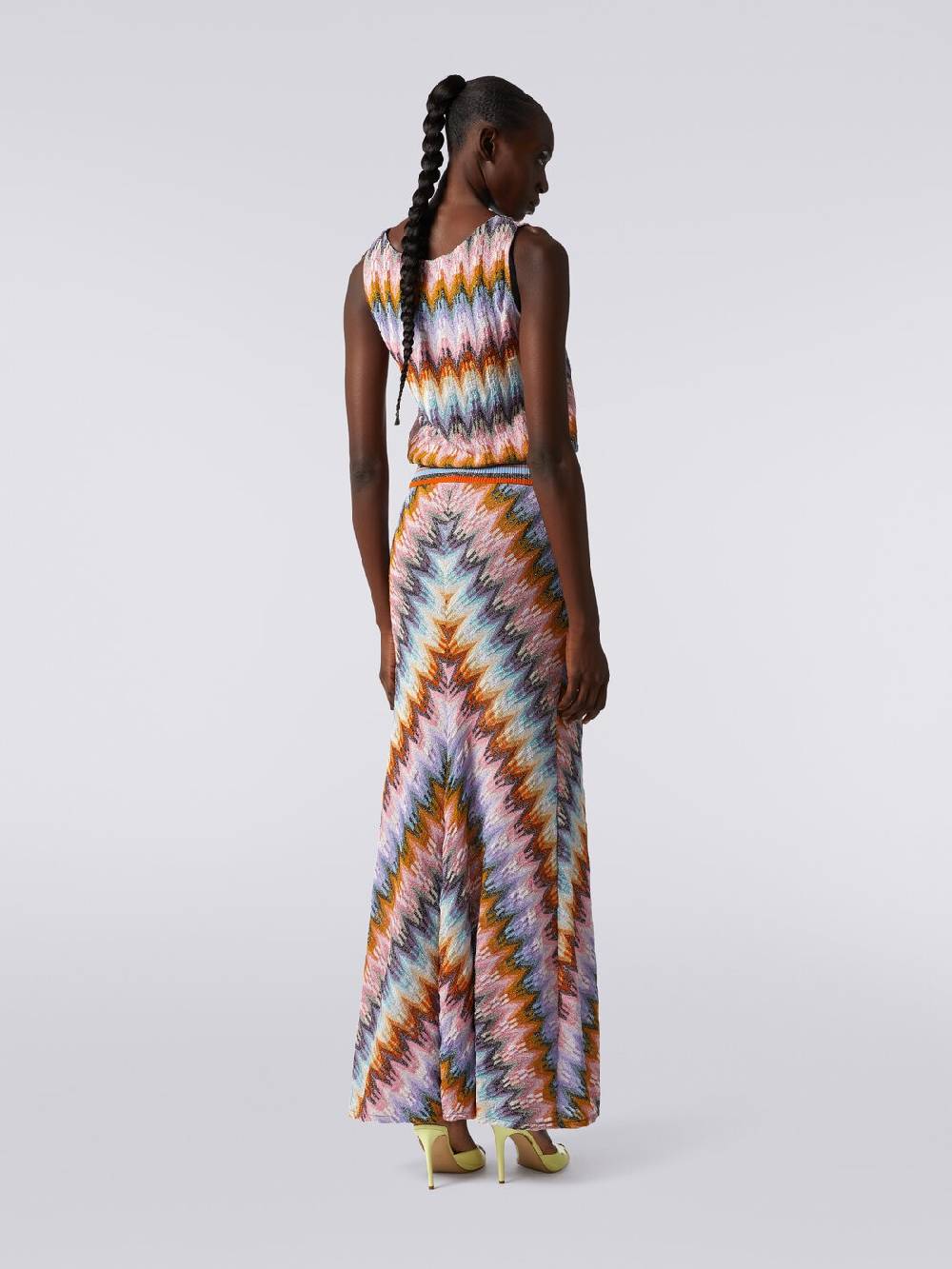 M Missoni Gonna lunga svasata in viscosa zig zag con lurex Offerta