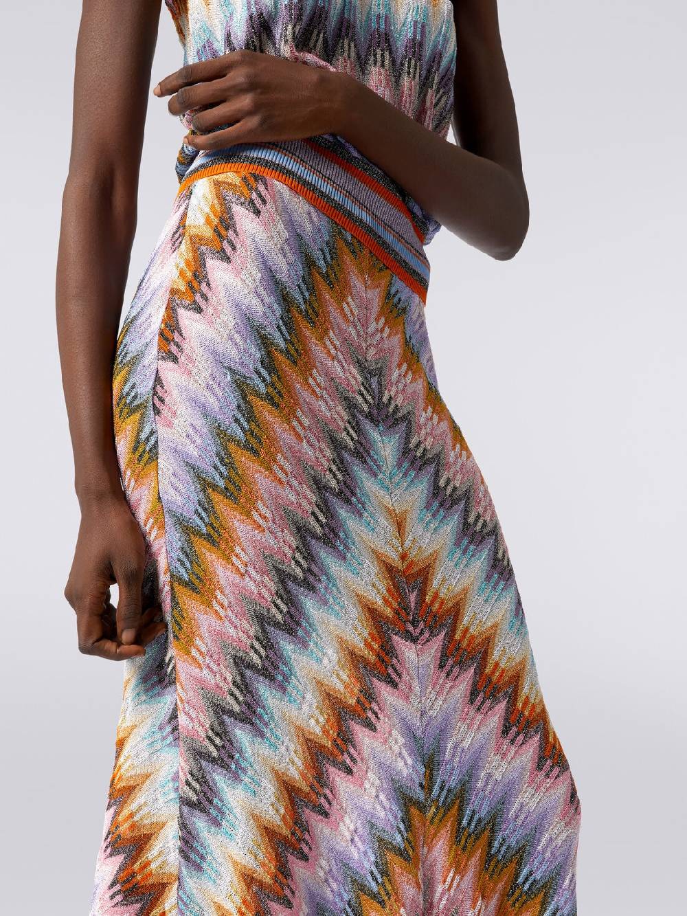 M Missoni Gonna lunga svasata in viscosa zig zag con lurex Offerta