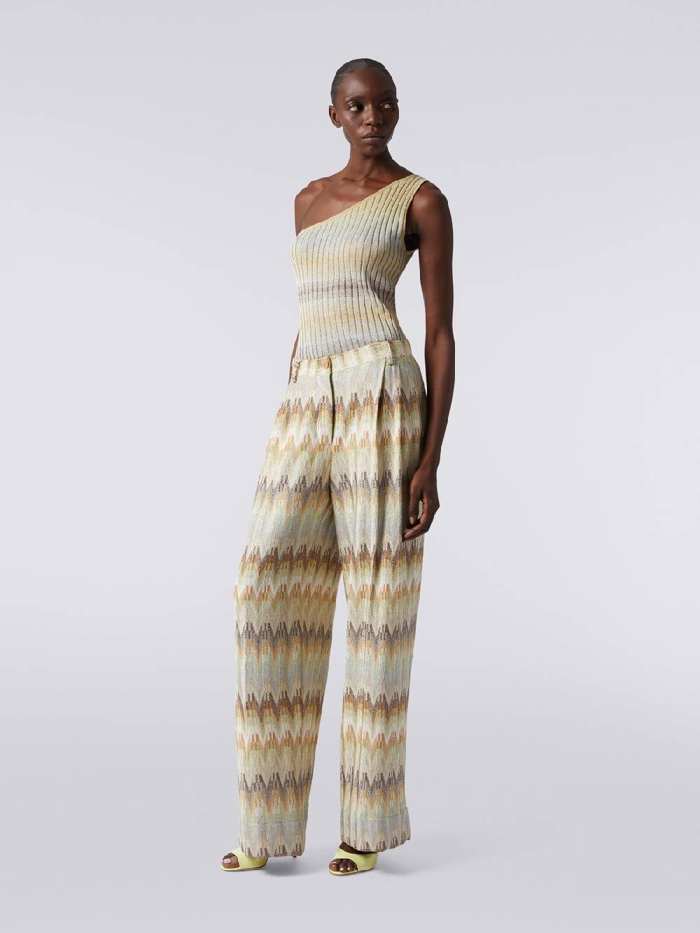 M Missoni Pantaloni classici in viscosa zig zag con lurex Online