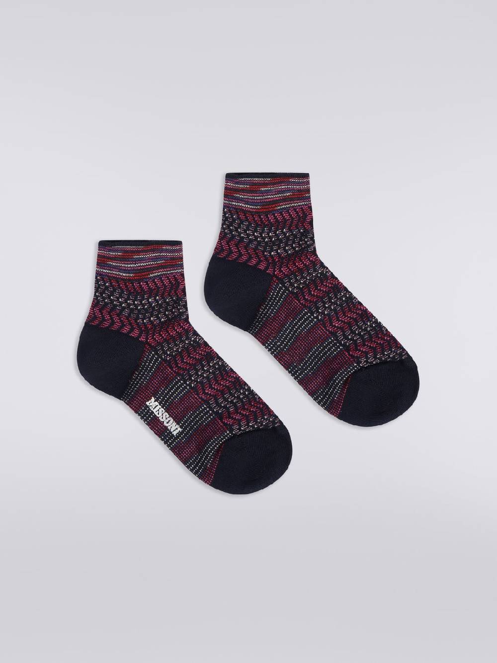 M Missoni Calze corte in cotone e nylon con multi-lavorazione Saldi