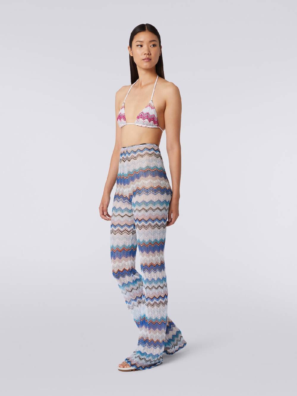 M Missoni Pantaloni copricostume in crochet zig zag con lurex Saldi Di Fabbrica