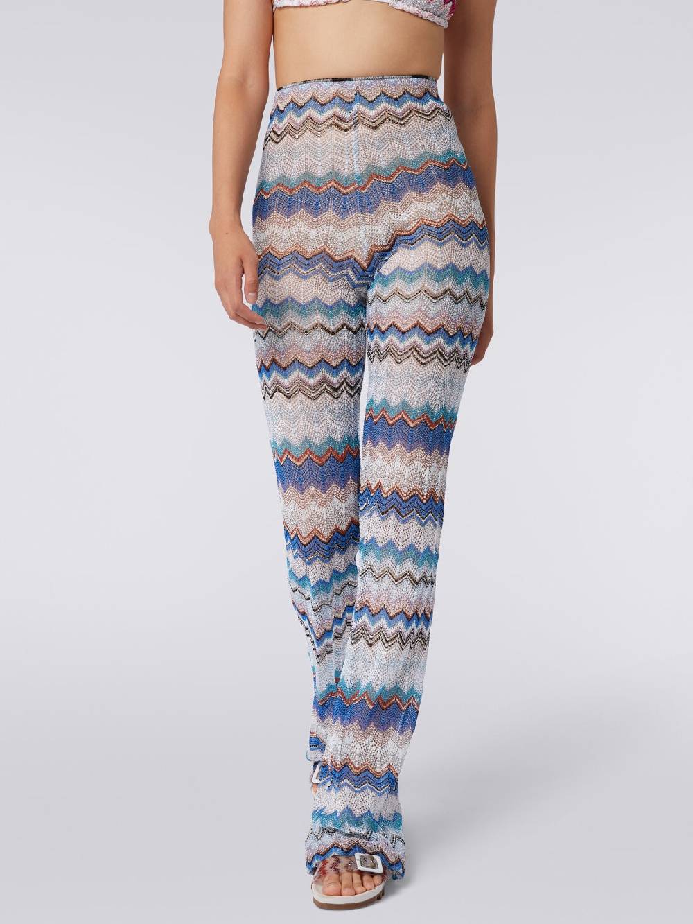 M Missoni Pantaloni copricostume in crochet zig zag con lurex Saldi Di Fabbrica