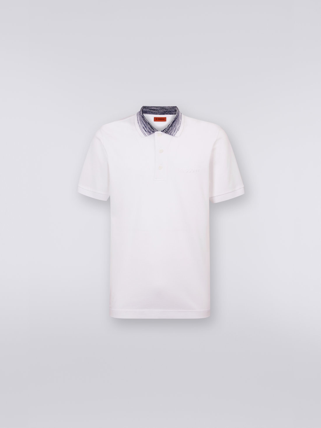 M Missoni Polo in cotone con colletto fiammato e scritta logo Moda