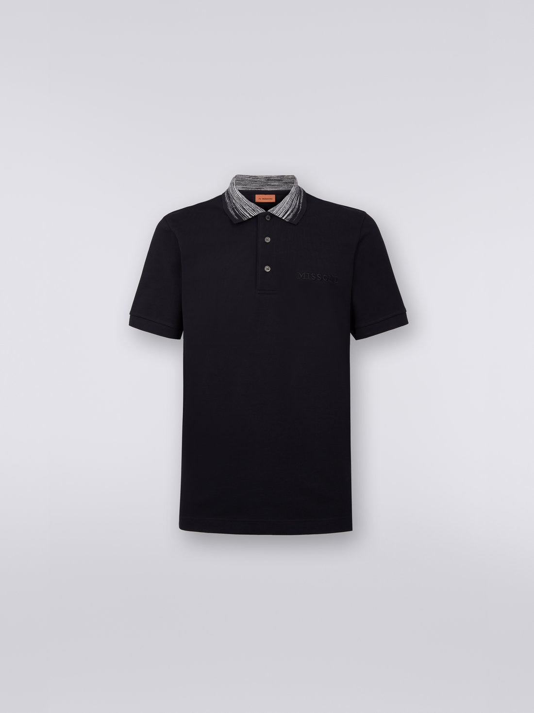 M Missoni Polo in cotone con colletto fiammato e scritta logo 2025
