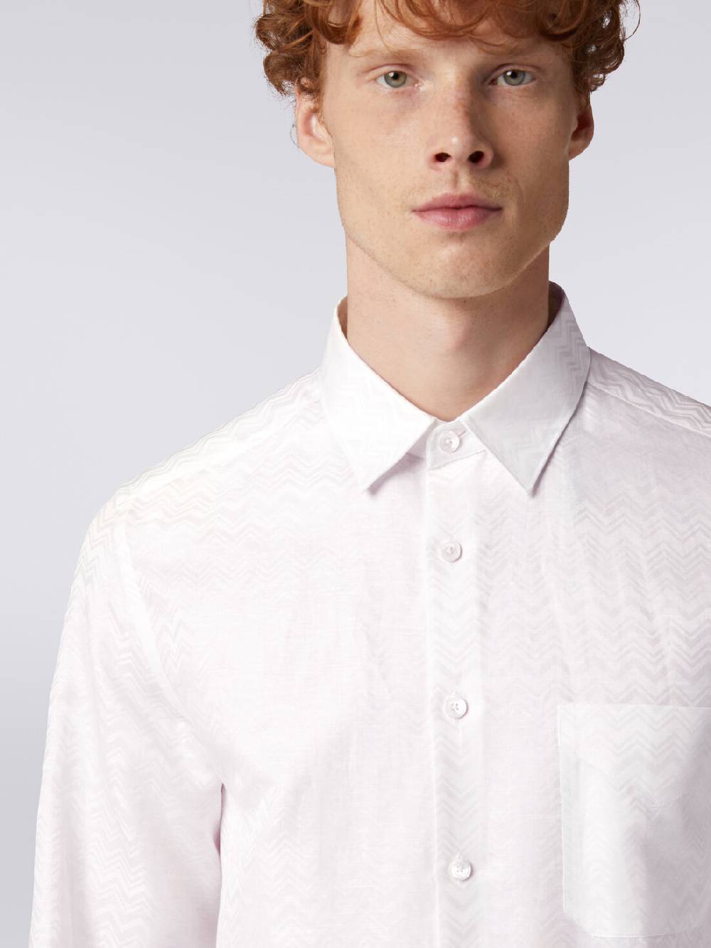 M Missoni Camicia a maniche lunghe in misto cotone con motivo zig zag In Linea