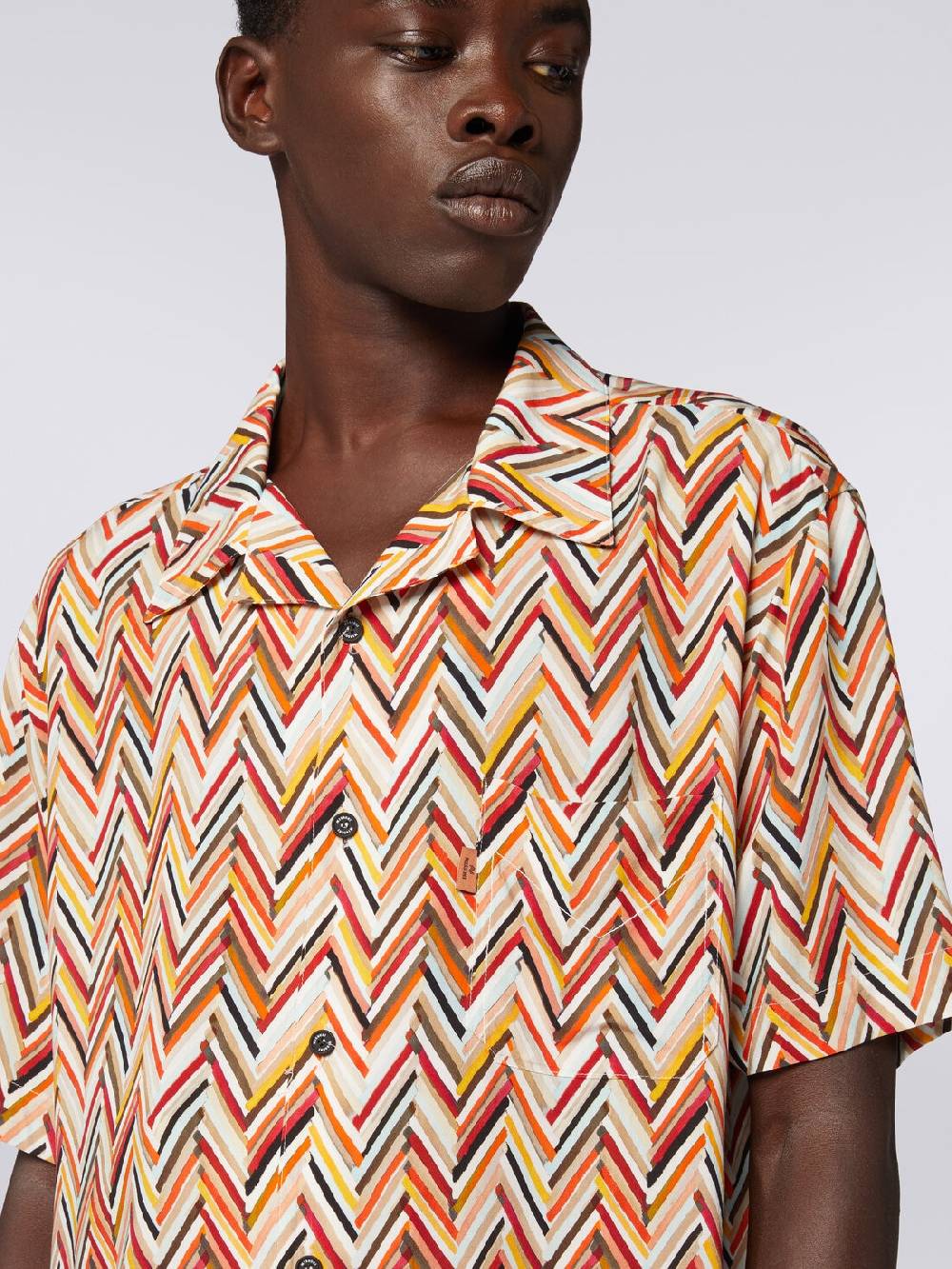 M Missoni Camicia a maniche corte in viscosa con stampa zig zag Qualità