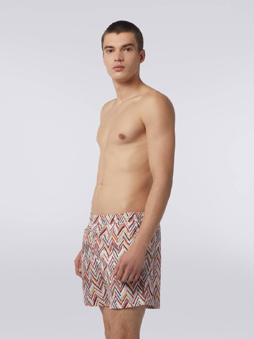 M Missoni Boxer mare con stampa zig zag effetto spennellate In Vendita
