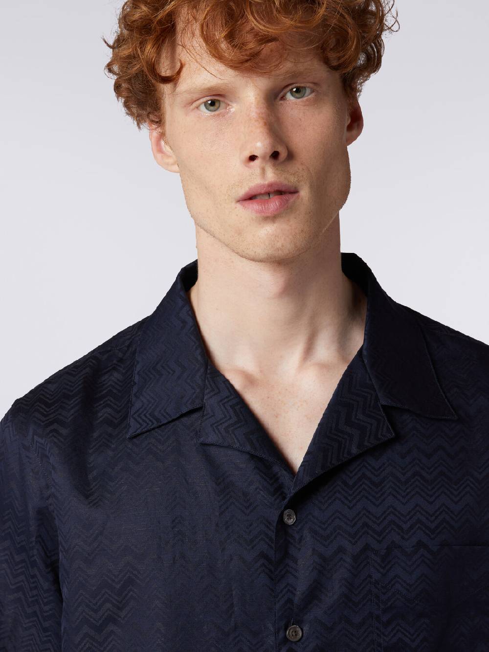 M Missoni Camicia a maniche corte modello bowling in misto cotone chevron Promozione Limitata