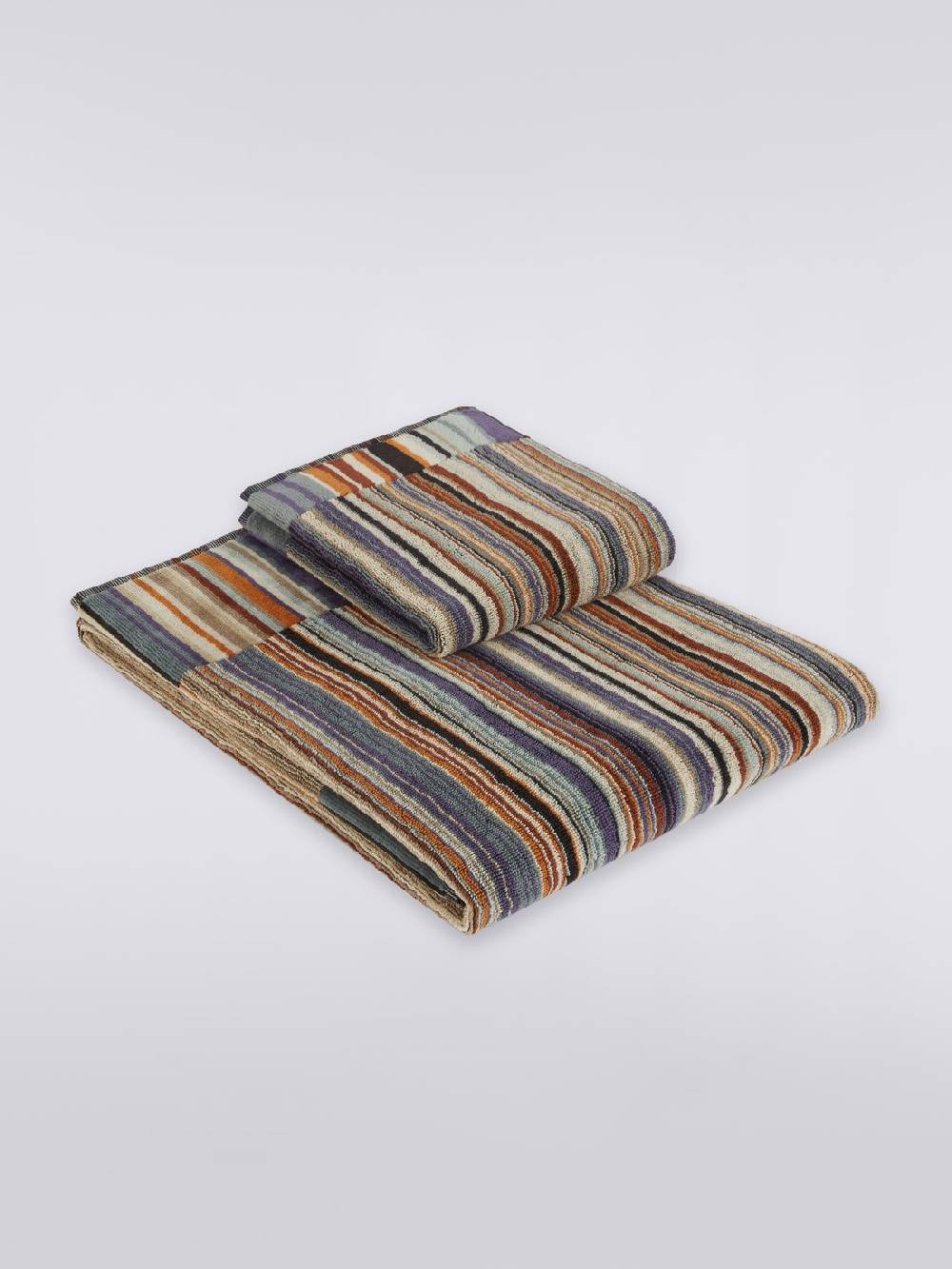 M Missoni Set 2 pezzi di asciugamani da bagno Jazz in spugna di cotone rigato Sconto
