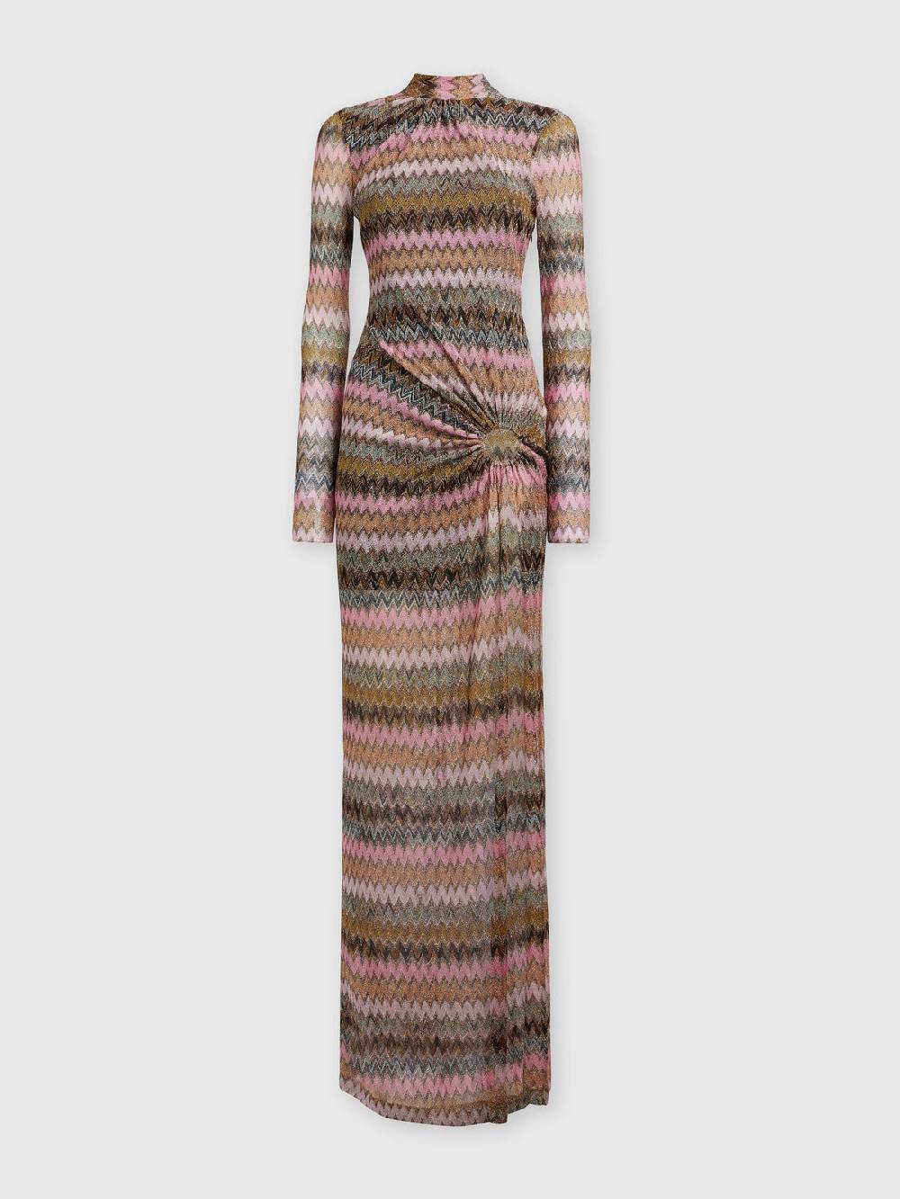 M Missoni Abito lungo in viscosa chevron e lurex con dettaglio cut out Vendita Calda