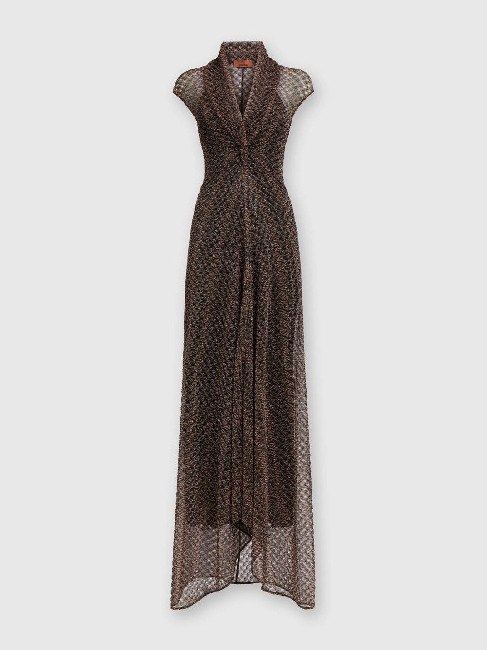M Missoni Abito lungo in pizzo lamé con scollatura torchon Vendita Economica