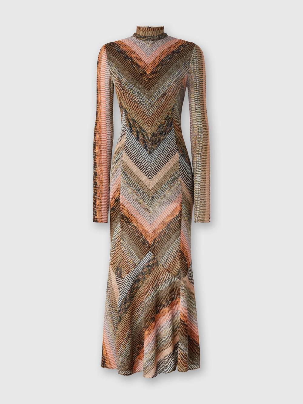 M Missoni Abito lungo con fondo svasato e collo a lupetto con zip I Più Venduti