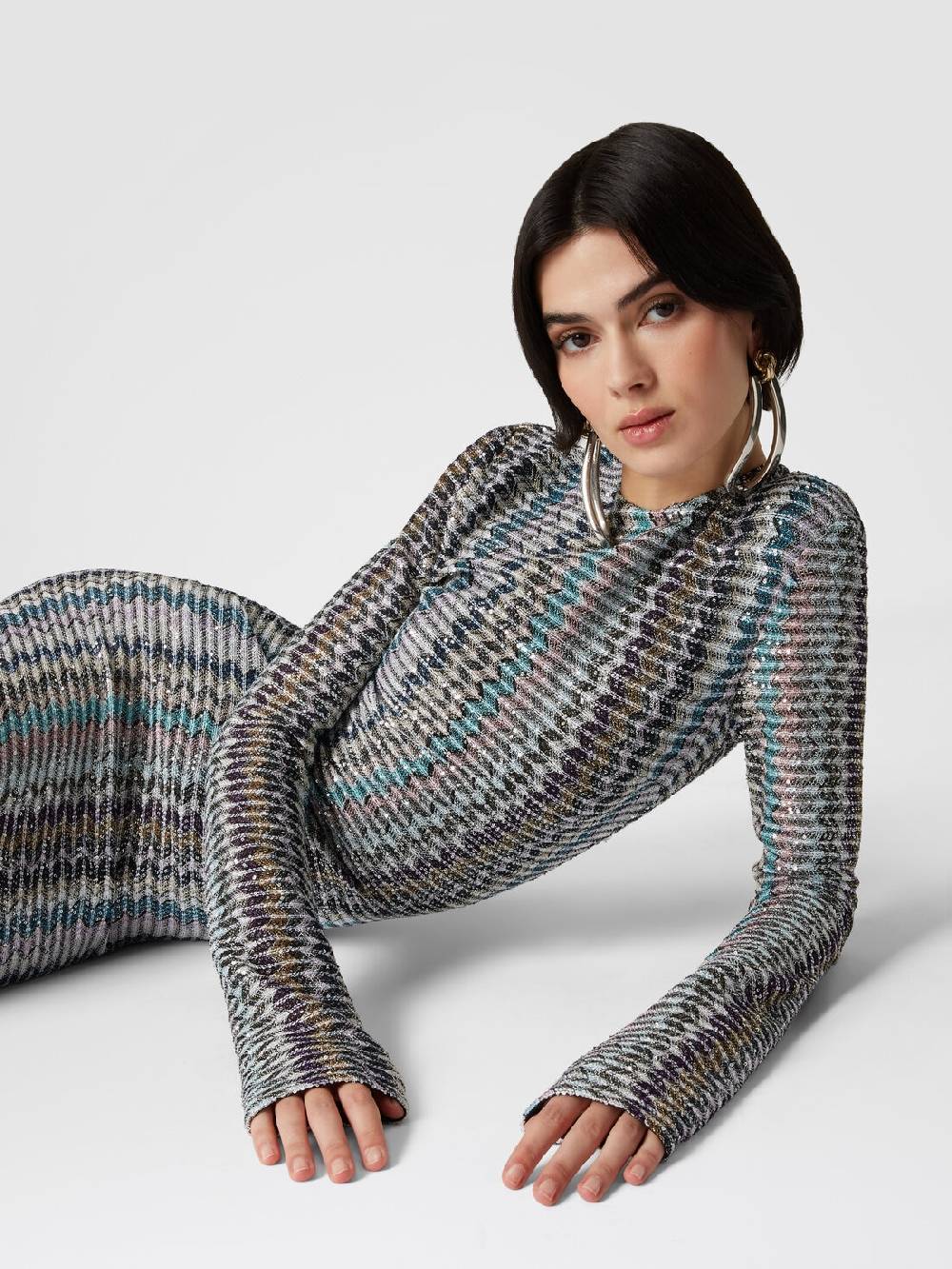 M Missoni Abito lungo con paillettes e dettaglio cut out Nuova