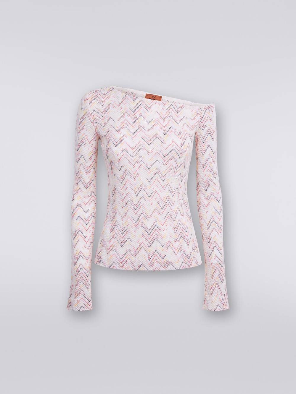 M Missoni Pullover in lana e viscosa chevron con scollatura asimmetrica Moda