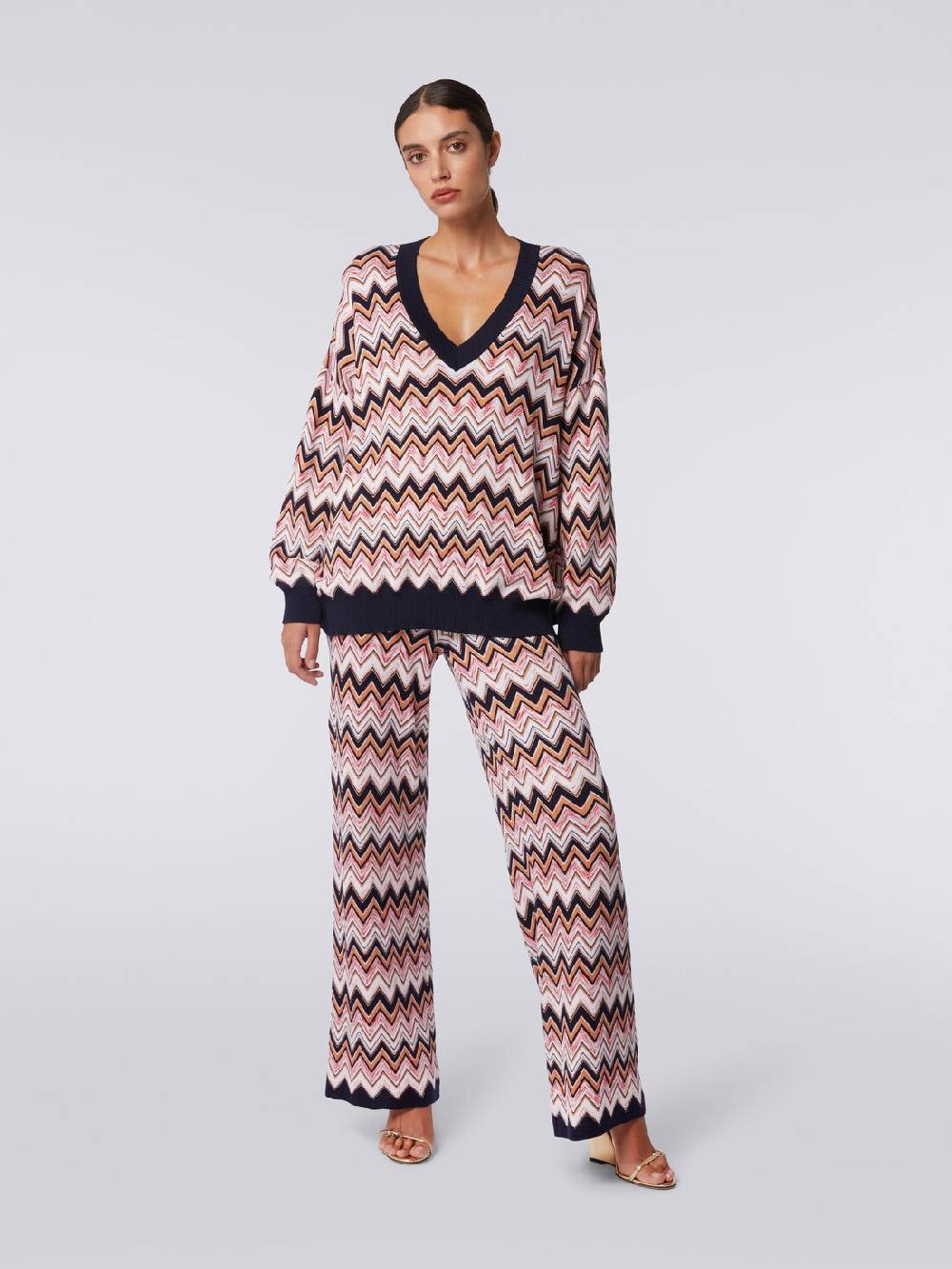 M Missoni Maglia oversize zig zag con profili a contrasto 2025