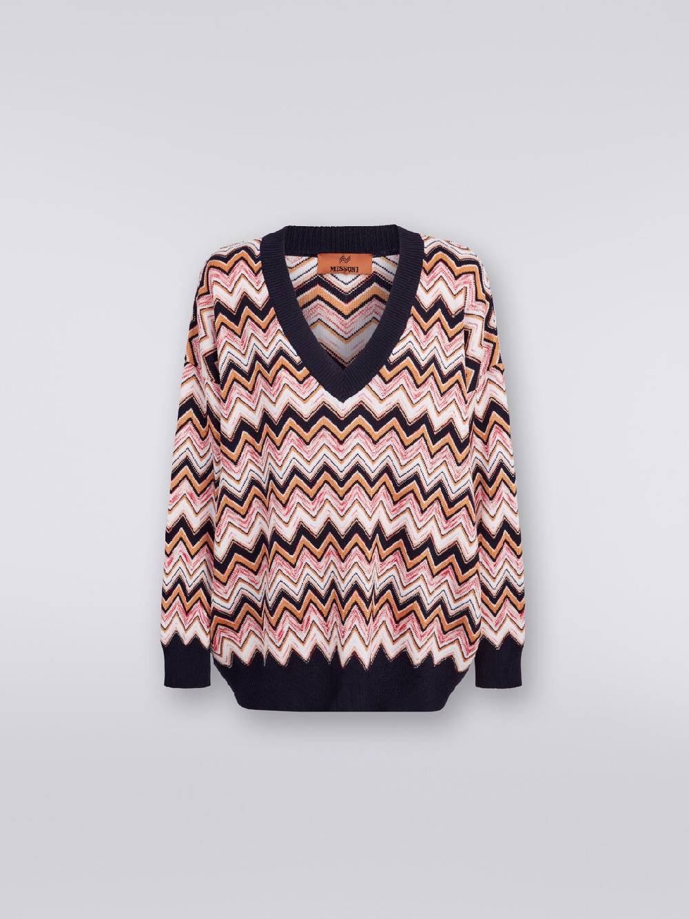 M Missoni Maglia oversize zig zag con profili a contrasto 2025
