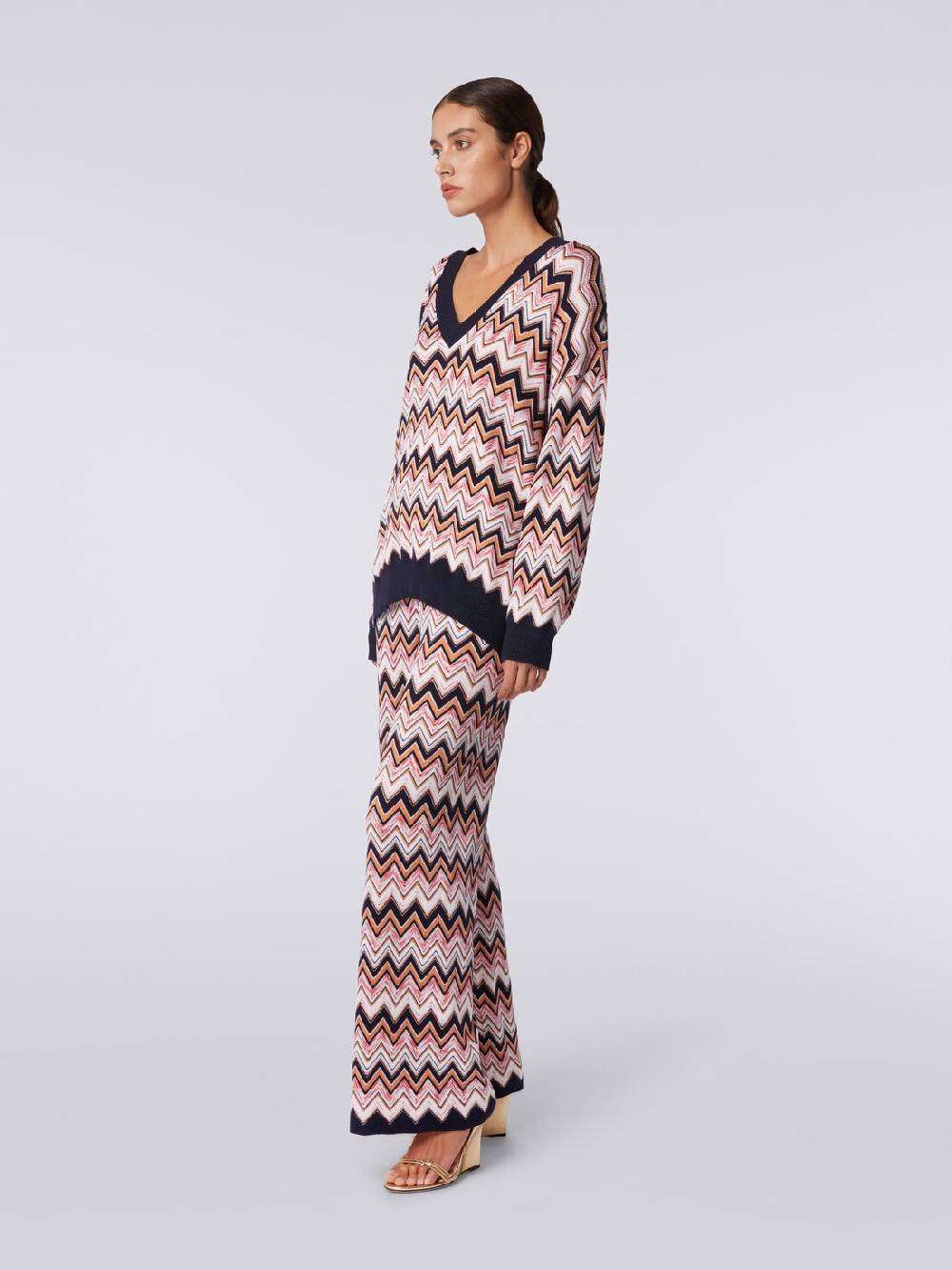 M Missoni Maglia oversize zig zag con profili a contrasto 2025
