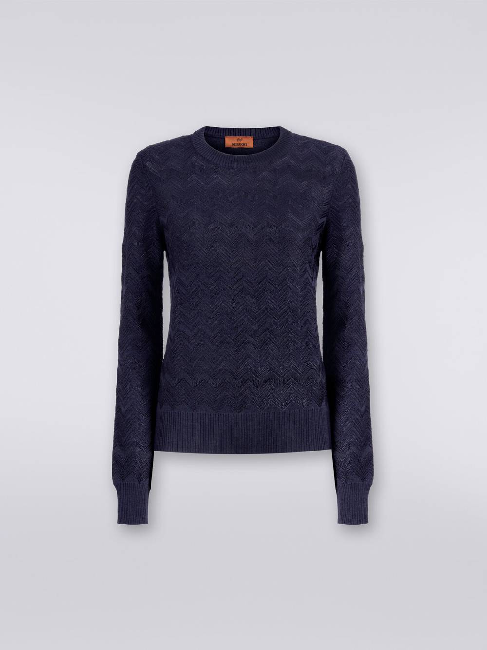 M Missoni Pullover girocollo in viscosa e lana chevron Italy