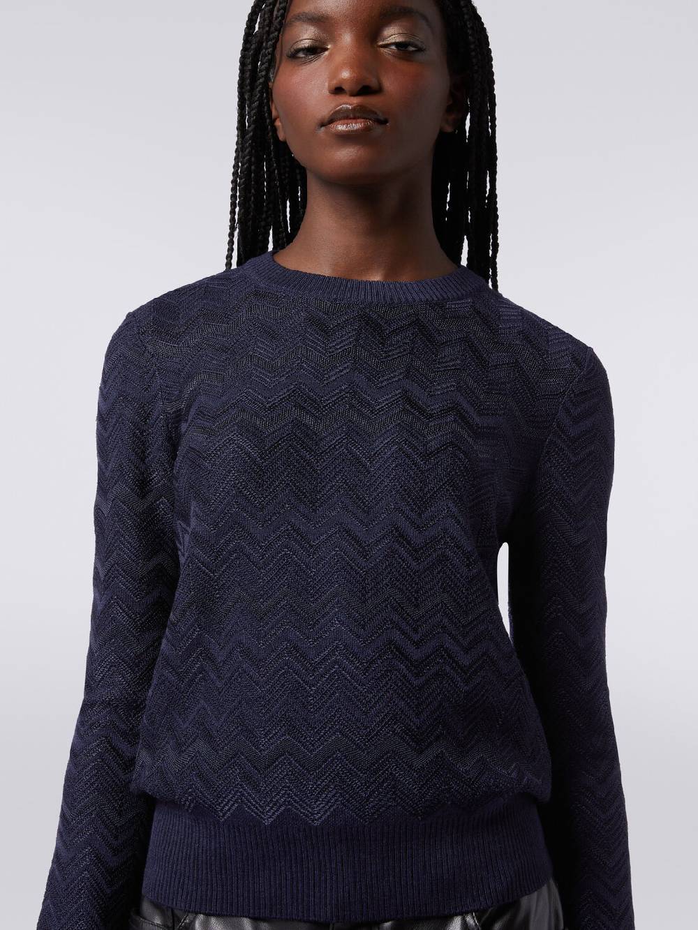 M Missoni Pullover girocollo in viscosa e lana chevron Italy