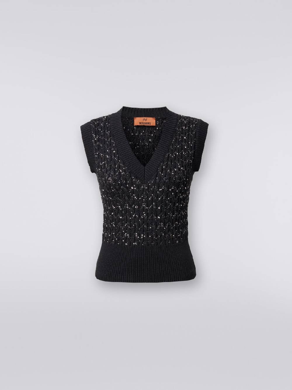 M Missoni Gilet in misto cotone con paillettes e lavorazione a treccia Italia