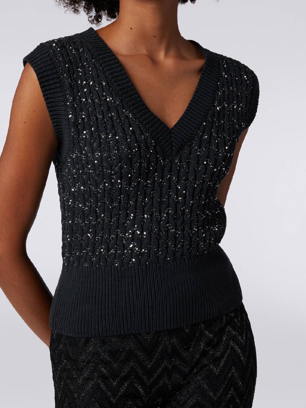 M Missoni Gilet in misto cotone con paillettes e lavorazione a treccia Italia
