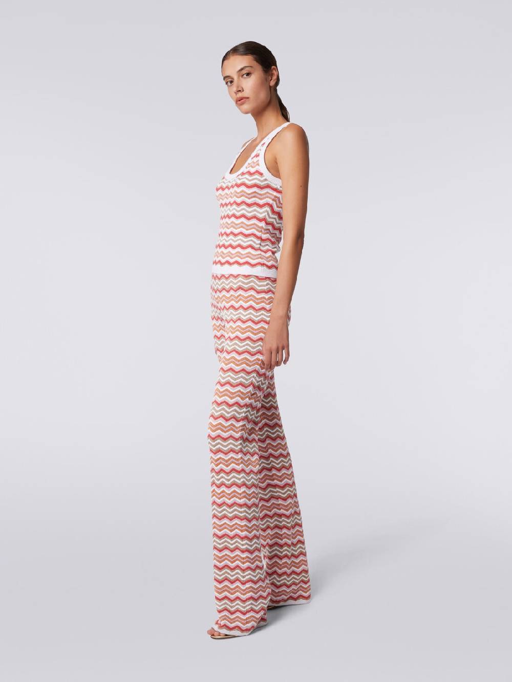 M Missoni Pantaloni in maglia di cotone e viscosa zig zag Vendita