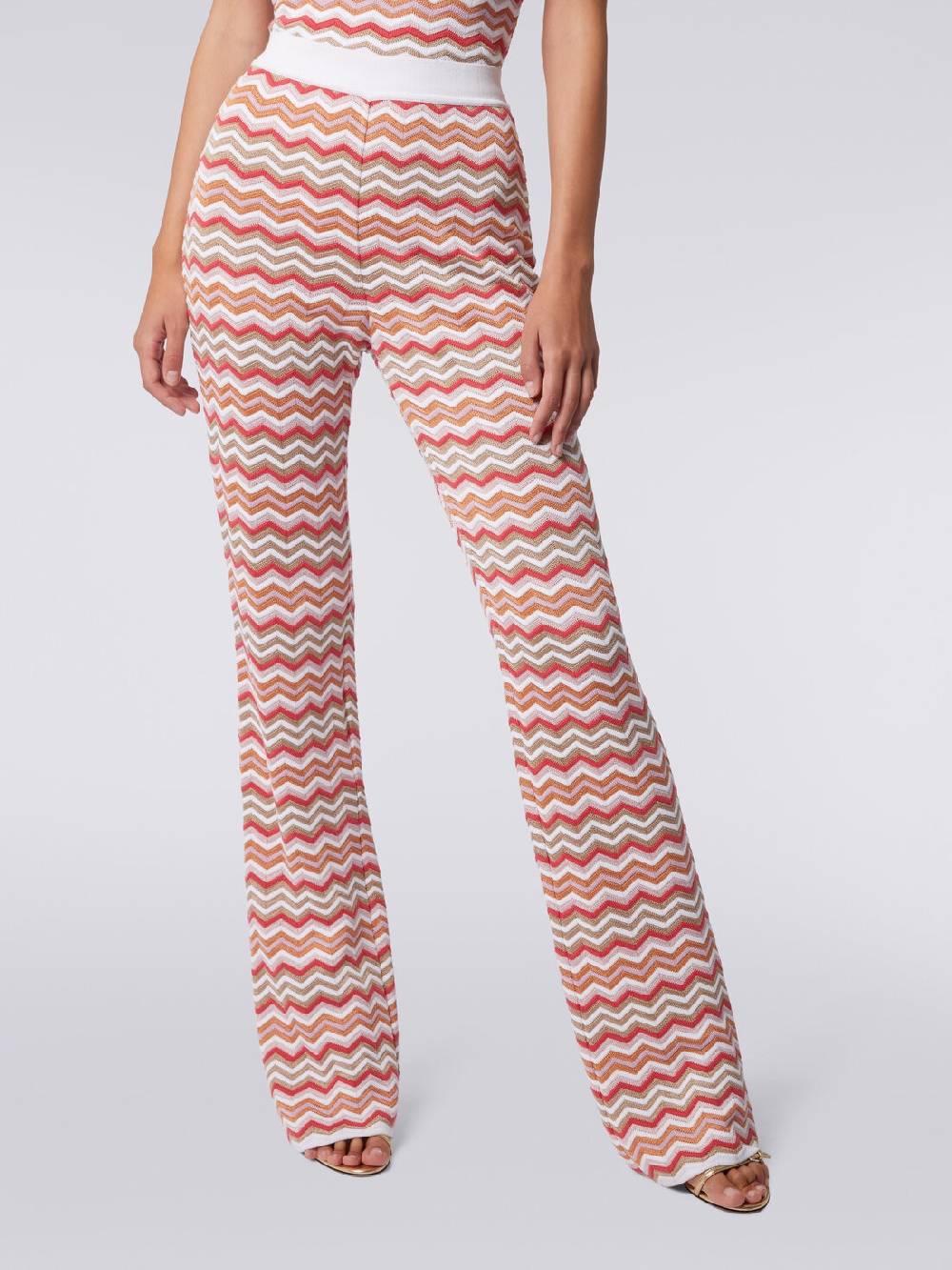 M Missoni Pantaloni in maglia di cotone e viscosa zig zag Vendita