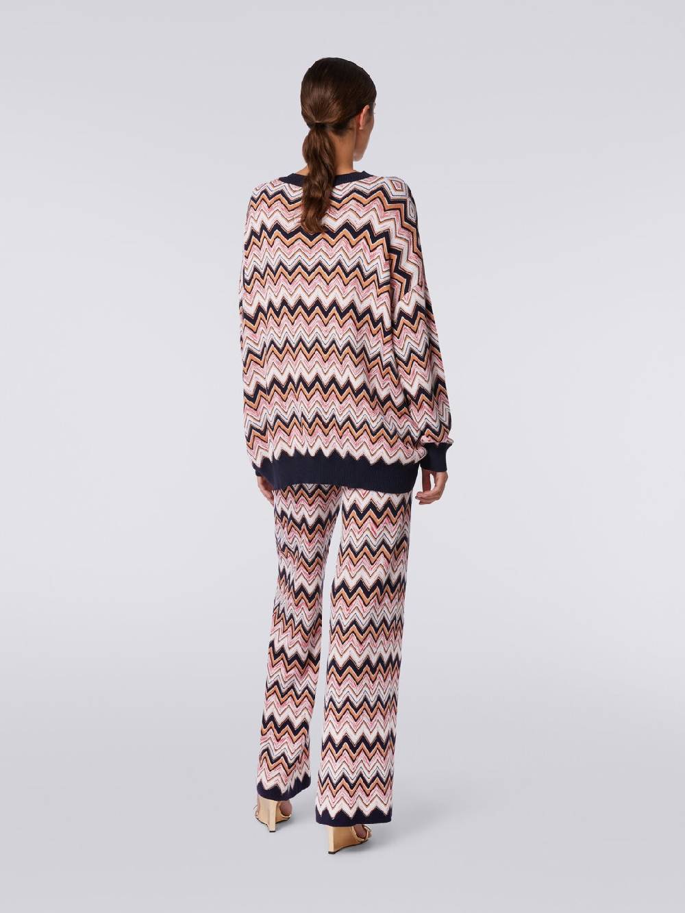 M Missoni Pantaloni a palazzo in lana e viscosa chevron Offerte stagionali