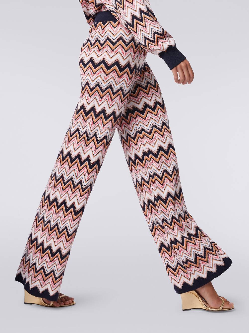 M Missoni Pantaloni a palazzo in lana e viscosa chevron Offerte stagionali