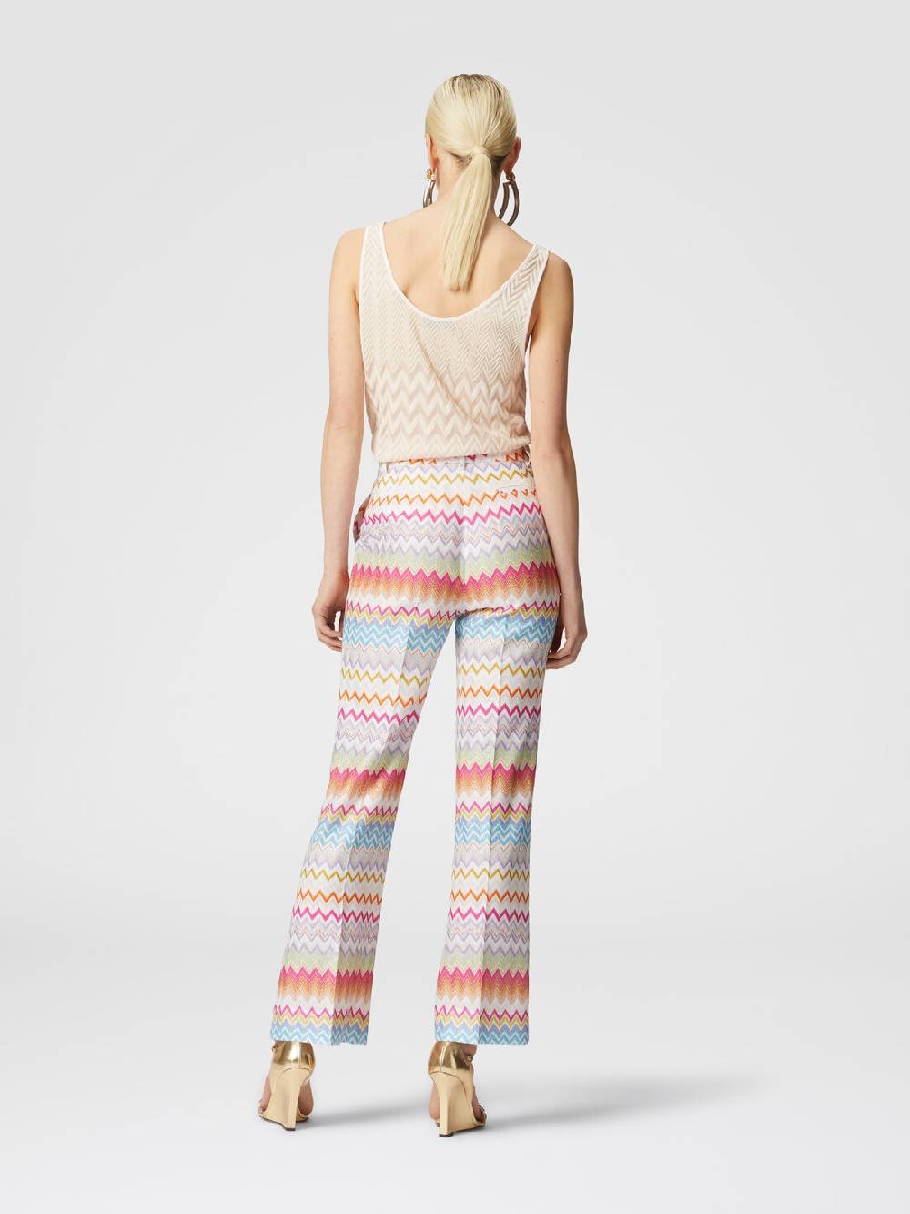 M Missoni Pantaloni capri in maglia chevron lamé con paillettes Spedizione Gratuita