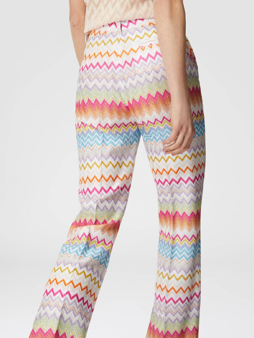M Missoni Pantaloni capri in maglia chevron lamé con paillettes Spedizione Gratuita