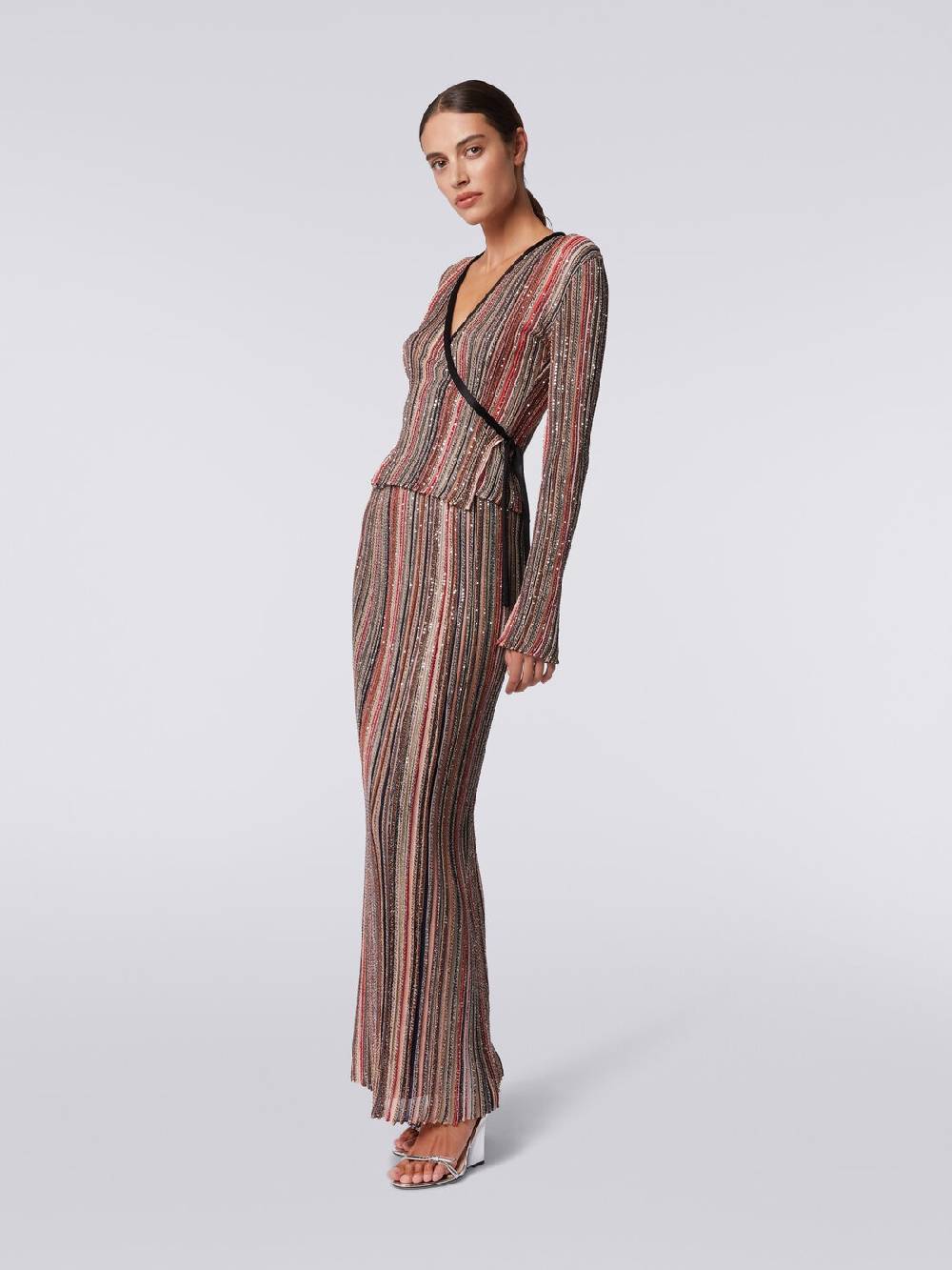 M Missoni Gonna lunga plissée a righe verticali con paillettes Affare Del Giorno