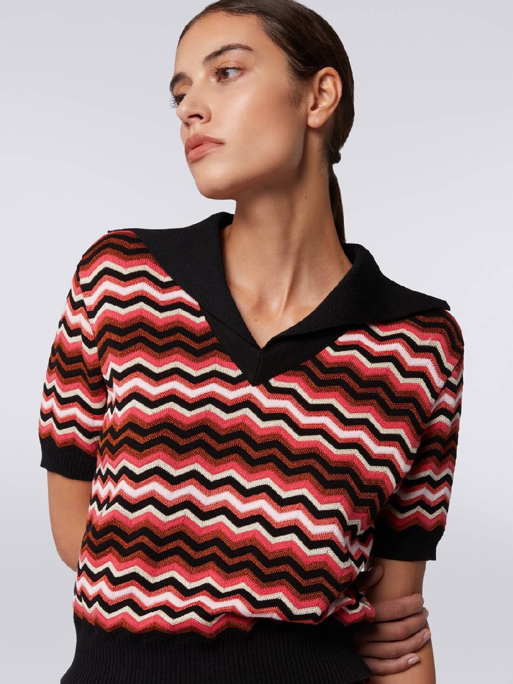 M Missoni Maglia a maniche corte chevron con profili a contrasto Convenienza