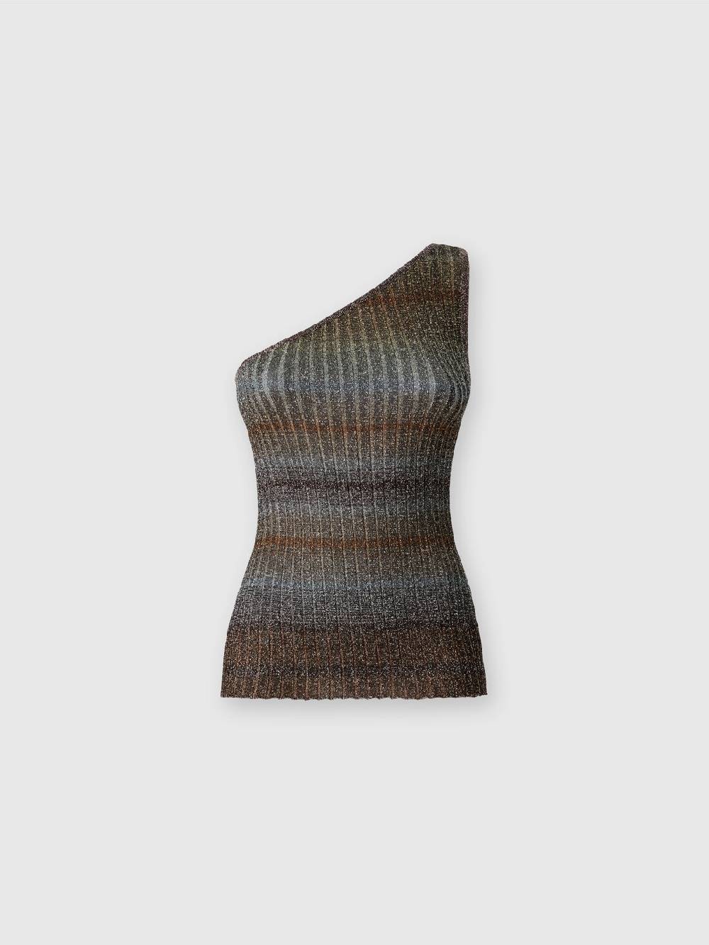 M Missoni Top monospalla in viscosa lamé a costine Novità