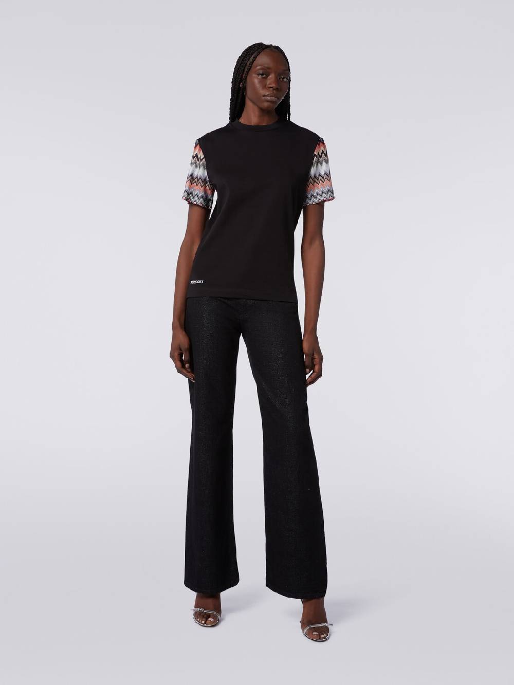 M Missoni T-shirt girocollo in cotone con inserti zig zag Presa