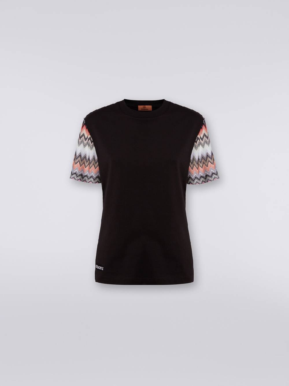 M Missoni T-shirt girocollo in cotone con inserti zig zag Presa