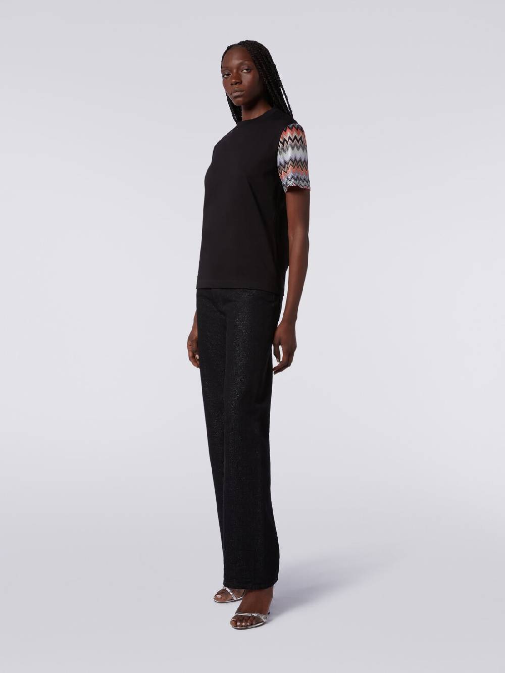 M Missoni T-shirt girocollo in cotone con inserti zig zag Presa