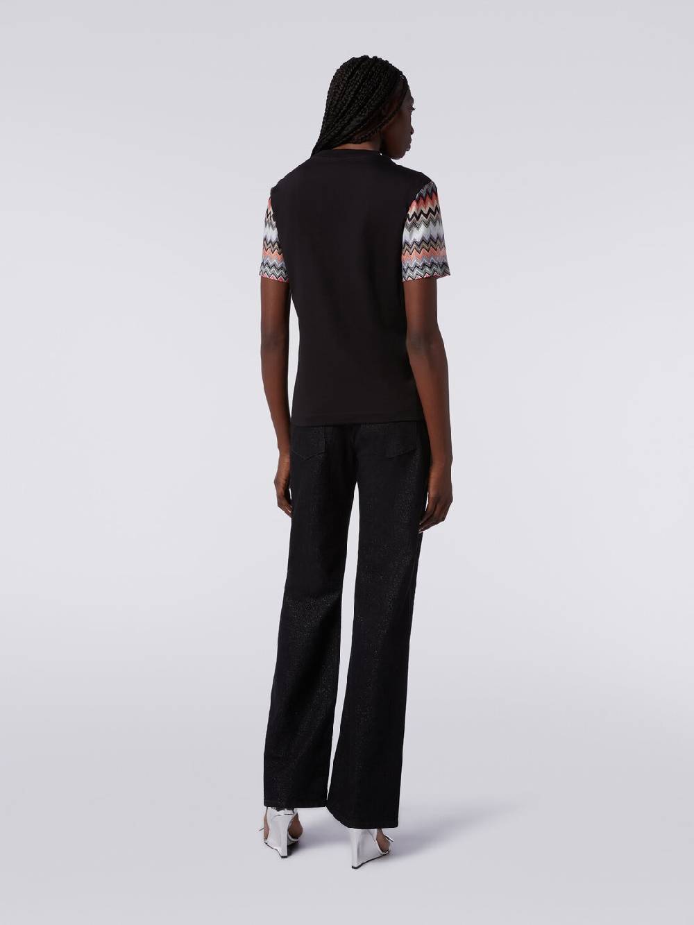 M Missoni T-shirt girocollo in cotone con inserti zig zag Presa