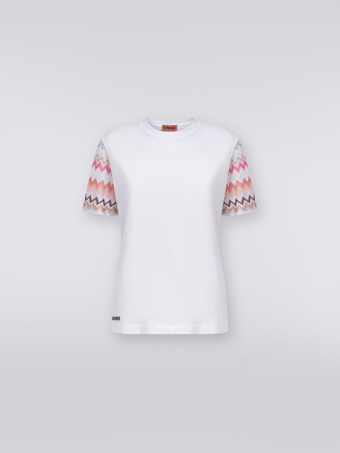 M Missoni T-shirt girocollo in cotone con inserti zig zag Sconto