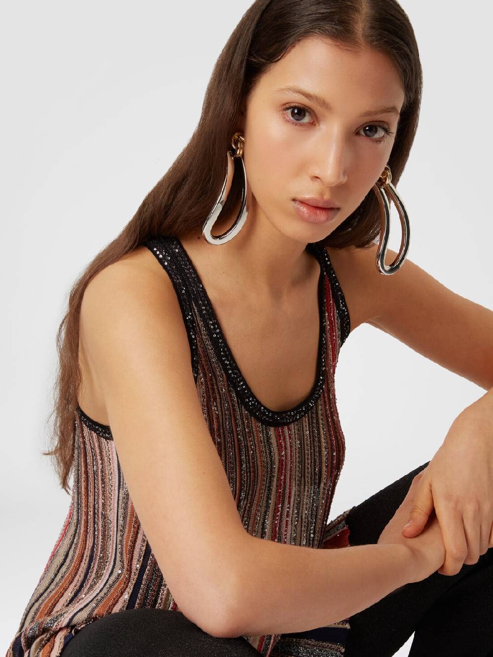 M Missoni Canottiera in maglia a righe verticali con paillettes Offerta