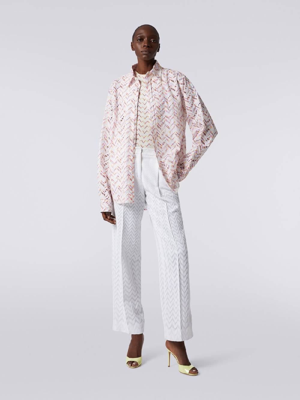 M Missoni Camicia in popeline di cotone con pizzo sangallo Economico