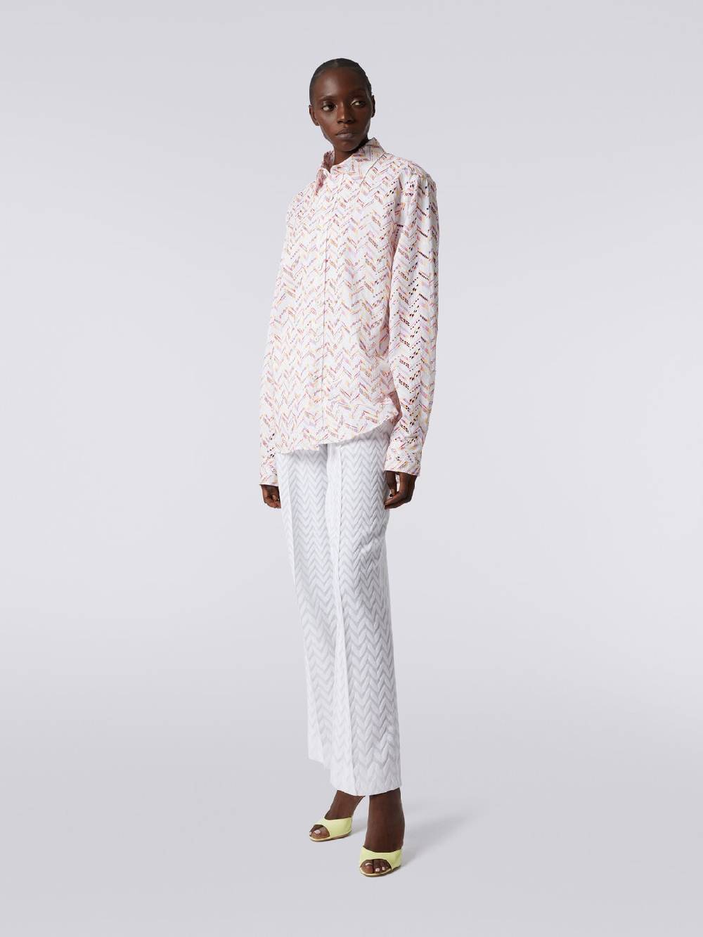 M Missoni Camicia in popeline di cotone con pizzo sangallo Economico