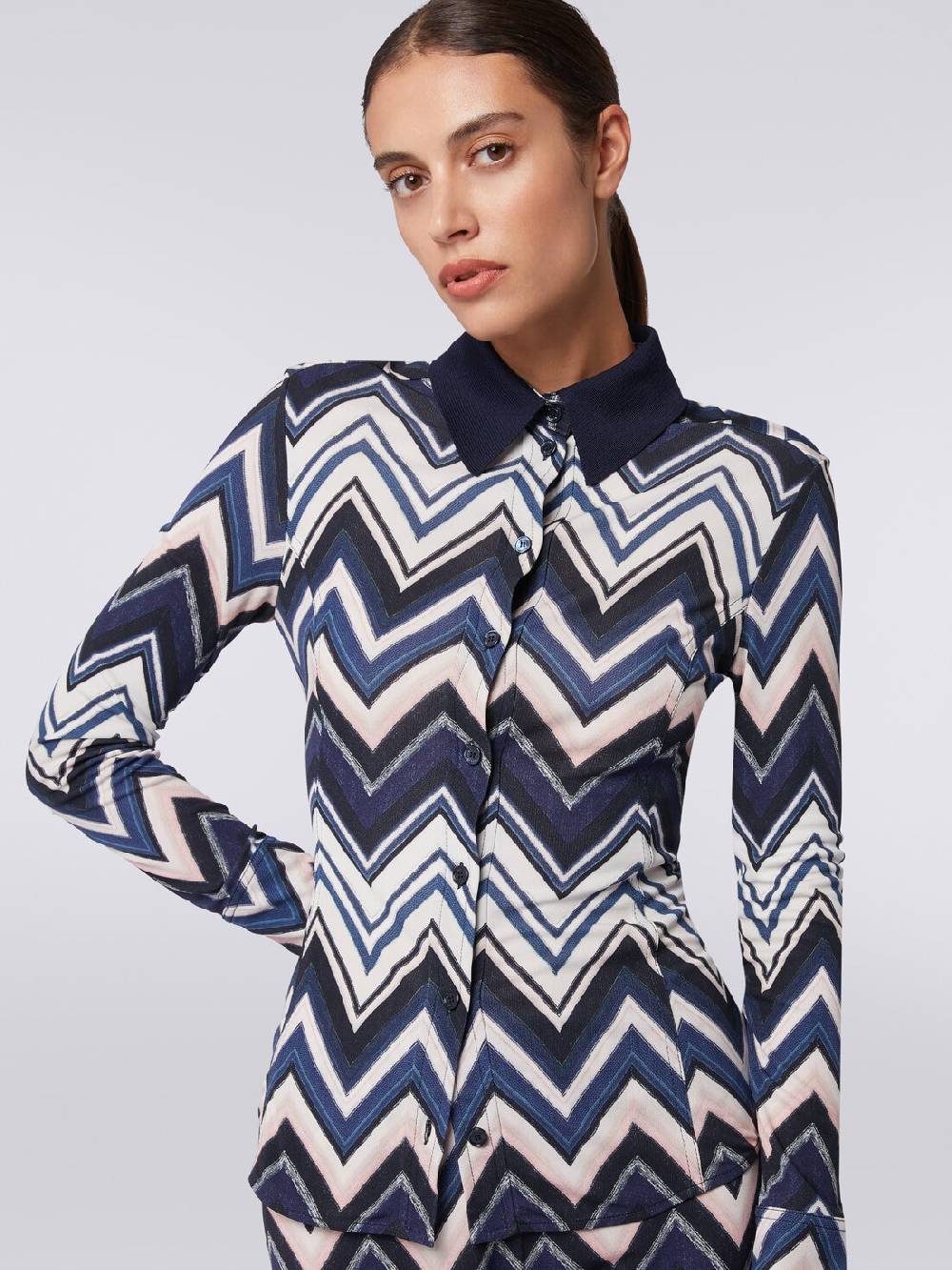 M Missoni Camicia in viscosa con stampa zig zag In Vendita