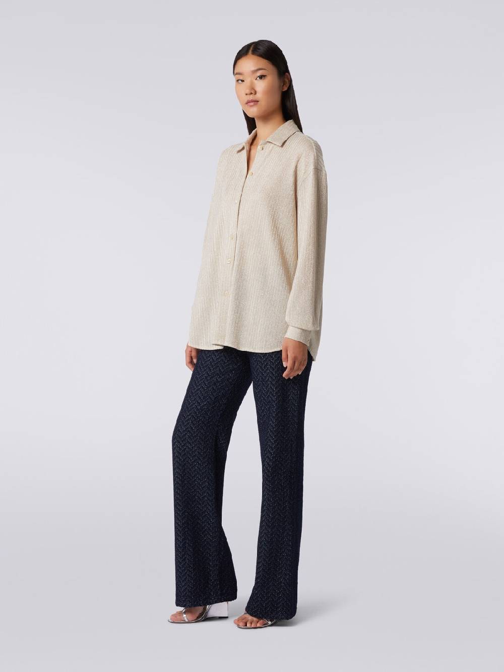 M Missoni Camicia oversize in cotone e viscosa lamé Solo un giorno rimasto