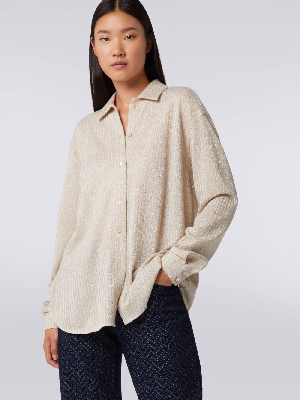 M Missoni Camicia oversize in cotone e viscosa lamé Solo un giorno rimasto