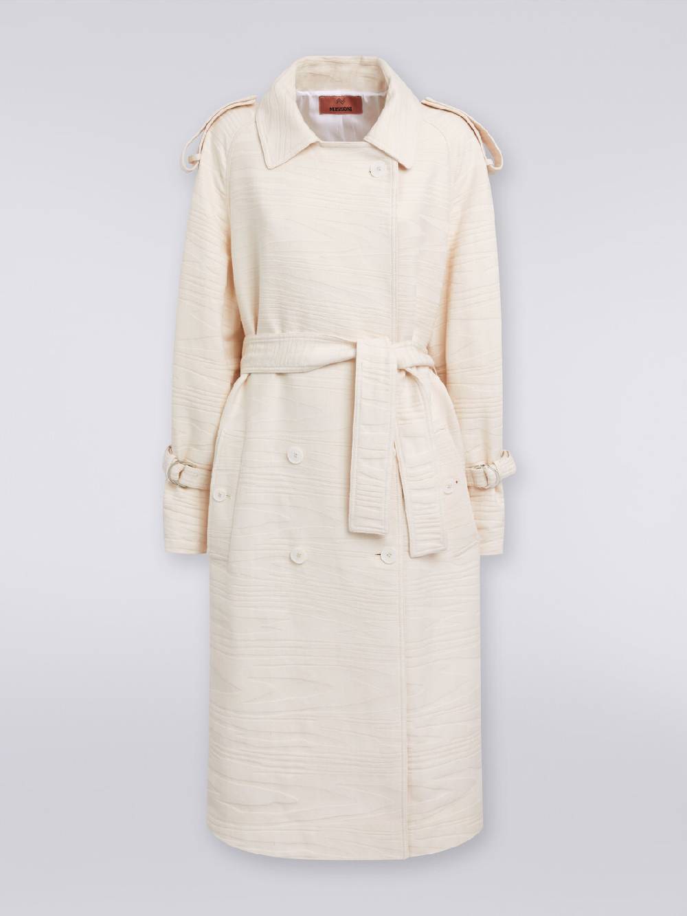 M Missoni Trench in canvas di cotone jacquard fimmato Vendita Economica