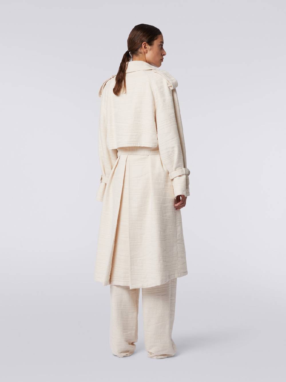 M Missoni Trench in canvas di cotone jacquard fimmato Vendita Economica