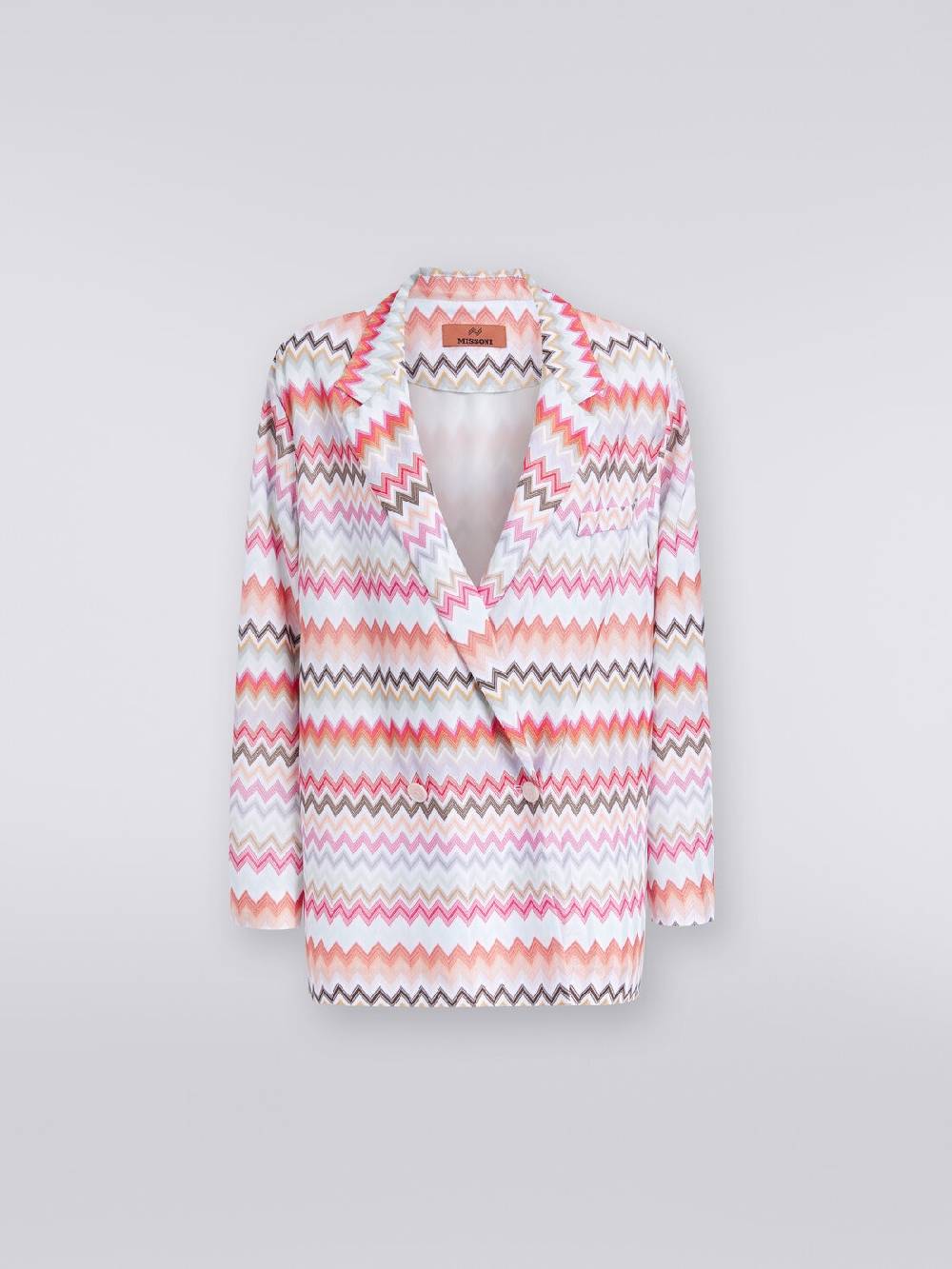 M Missoni Blazer doppiopetto in cotone e viscosa stampa zig zag Saldi Di Fabbrica