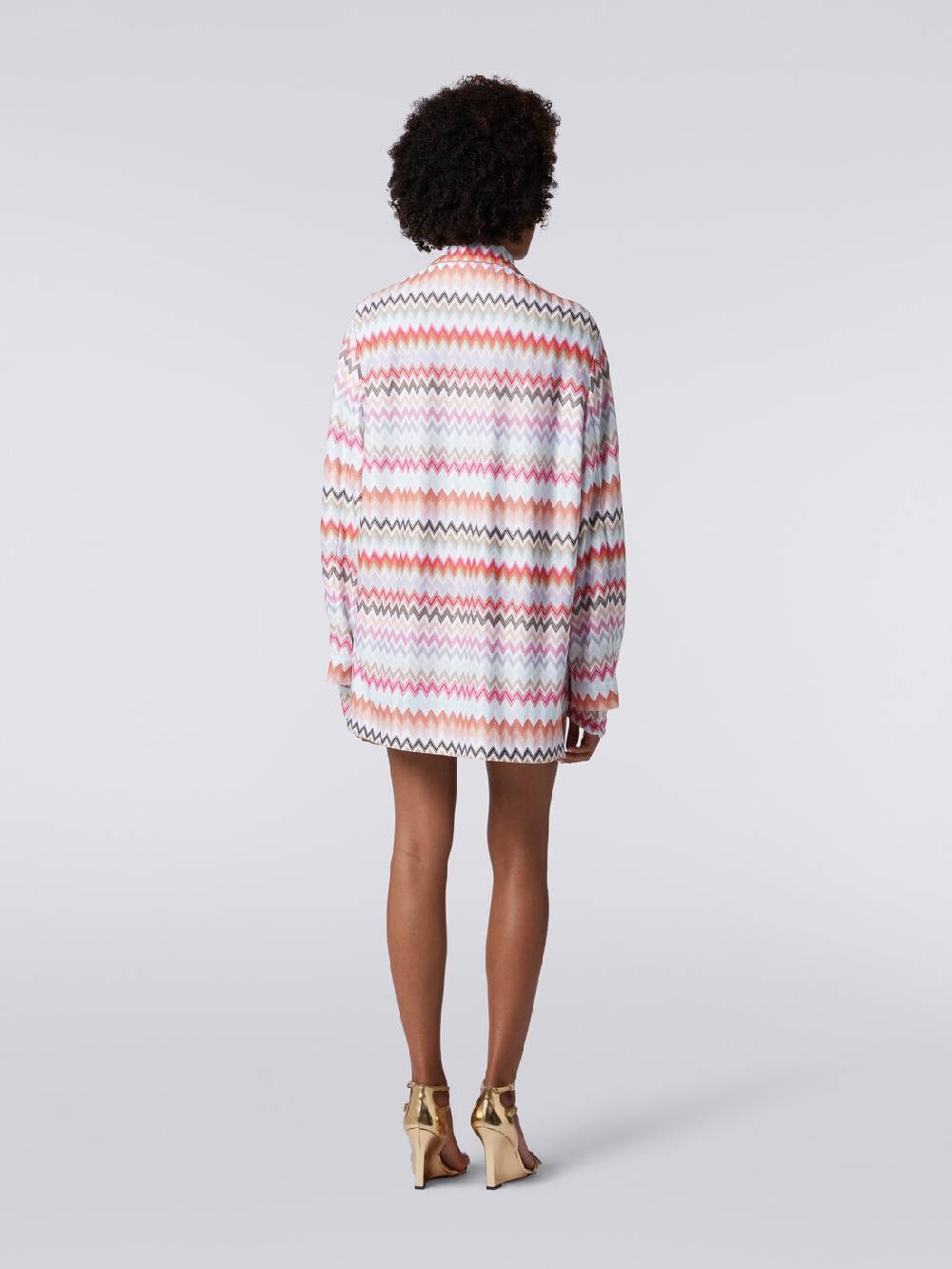 M Missoni Blazer doppiopetto in cotone e viscosa stampa zig zag Saldi Di Fabbrica